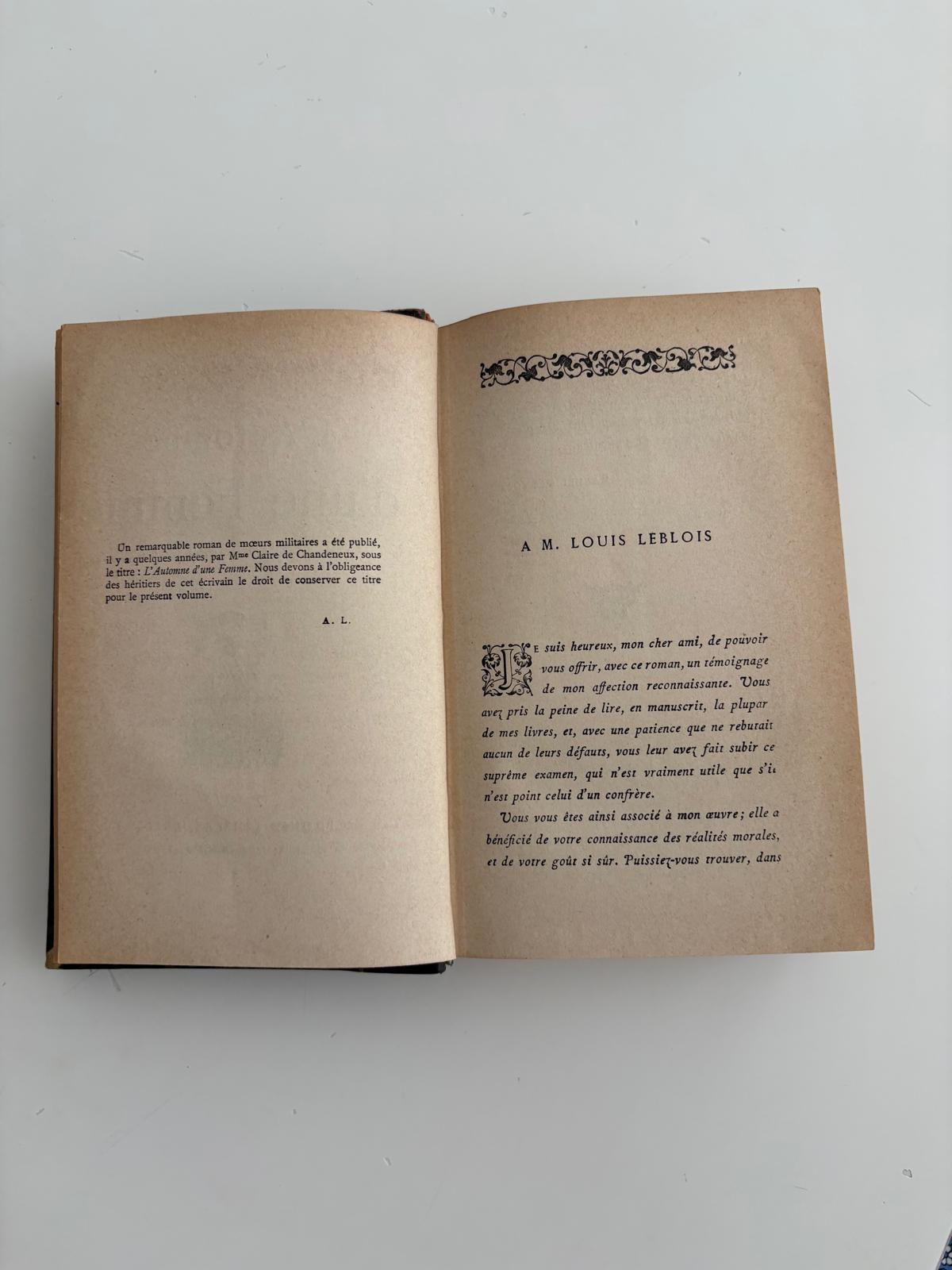 Antique French Book L'Automne d'une Femme, Marcel Prévost, Leather Spine