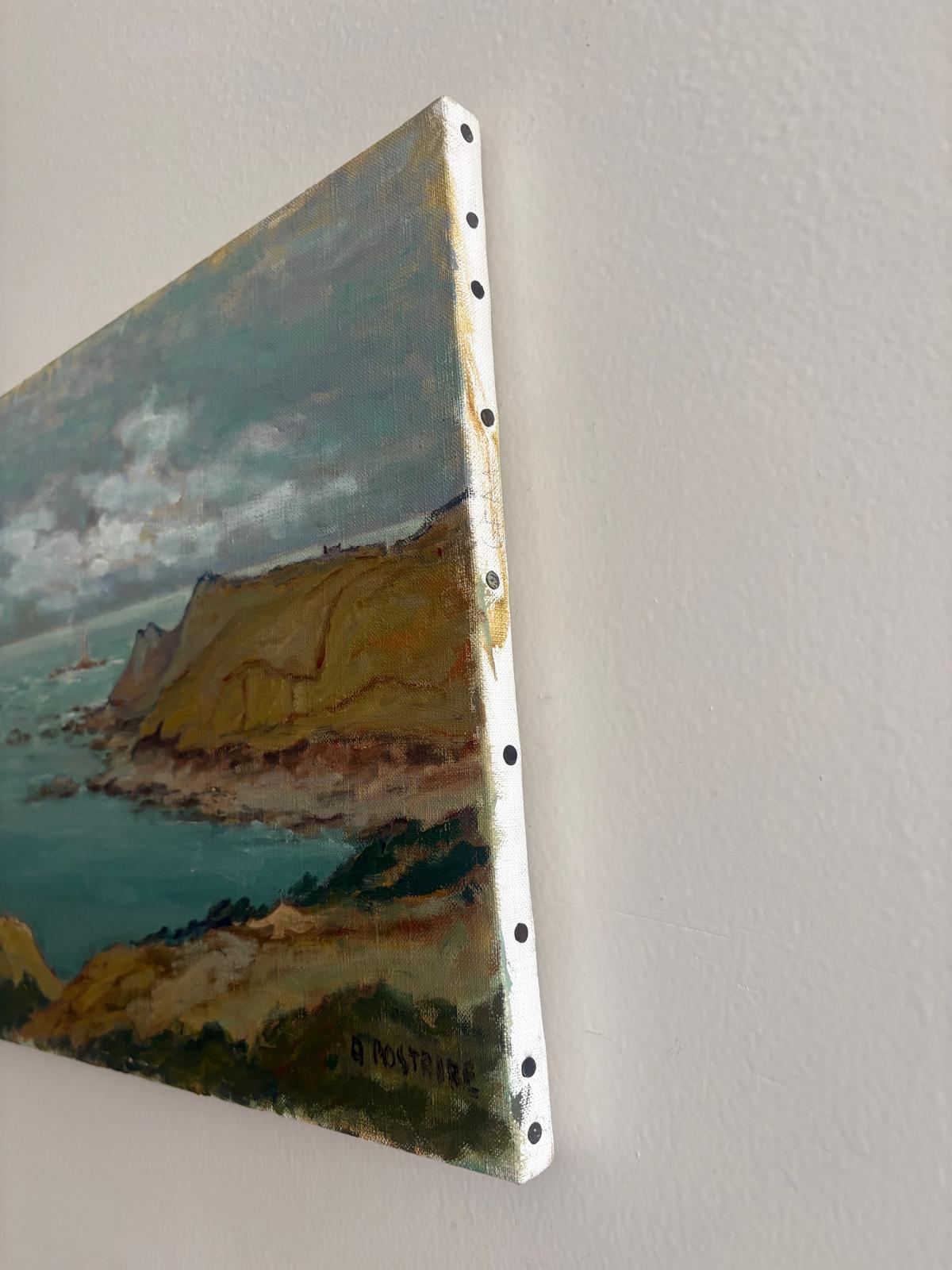 Vintage Oil Painting Seascape, Signed A. Postaire, Coastal Landscape with Lighthouse - Collector & Curator