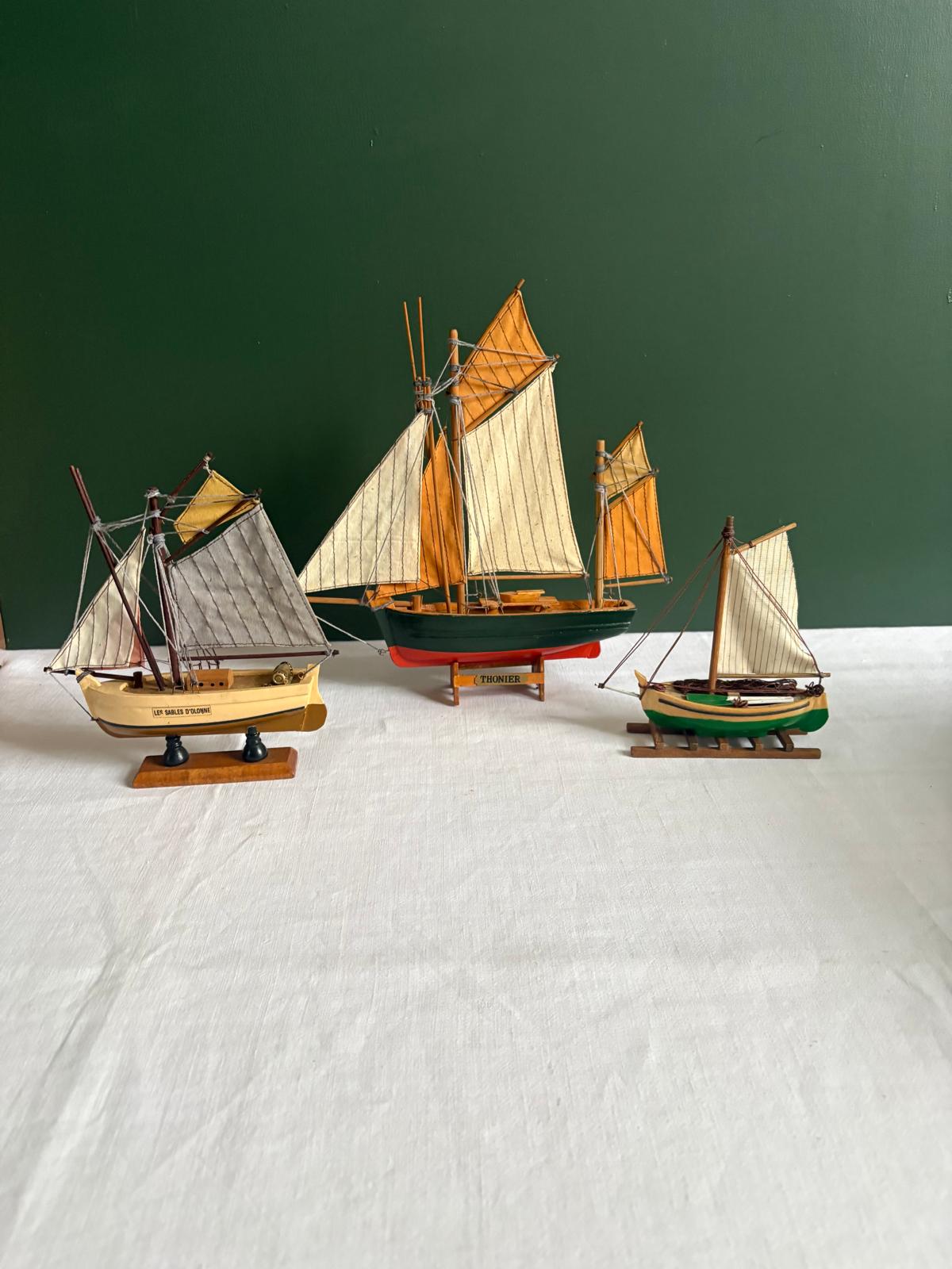 Set of 3 Vintage French Model Sailboats - Collector & Curator