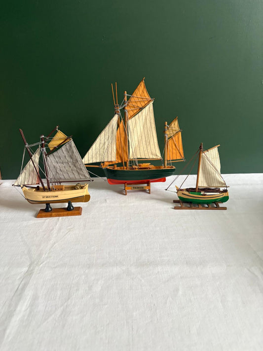 Set of 3 Vintage French Model Sailboats - Collector & Curator