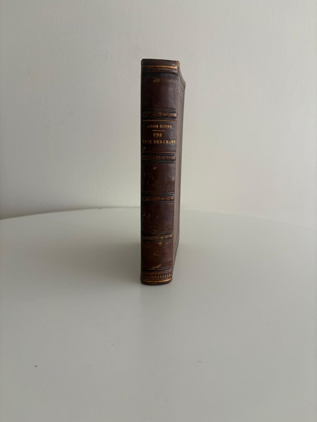 Antique 1872 Swiss French Book Une Voix des Champs by Urbain Olivier Leather Binding