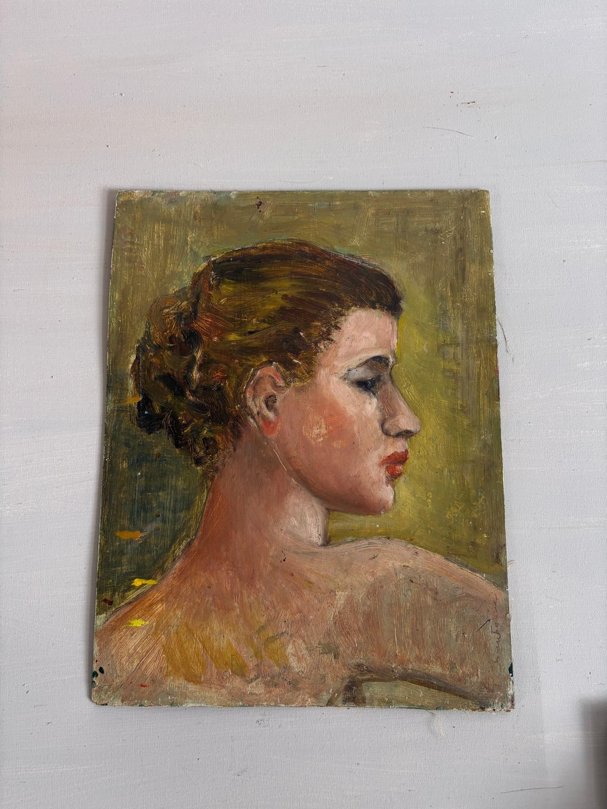 Vintage Double Sided Oil Painting Female Nude and Portrait Study