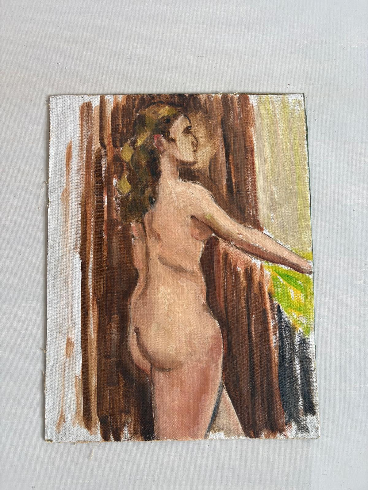 Vintage Double Sided Oil Painting Female Nude and Portrait Study
