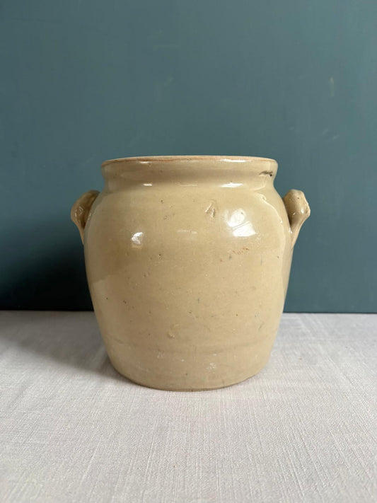 Cream Glazed Crock with Side Handles - Collector & Curator