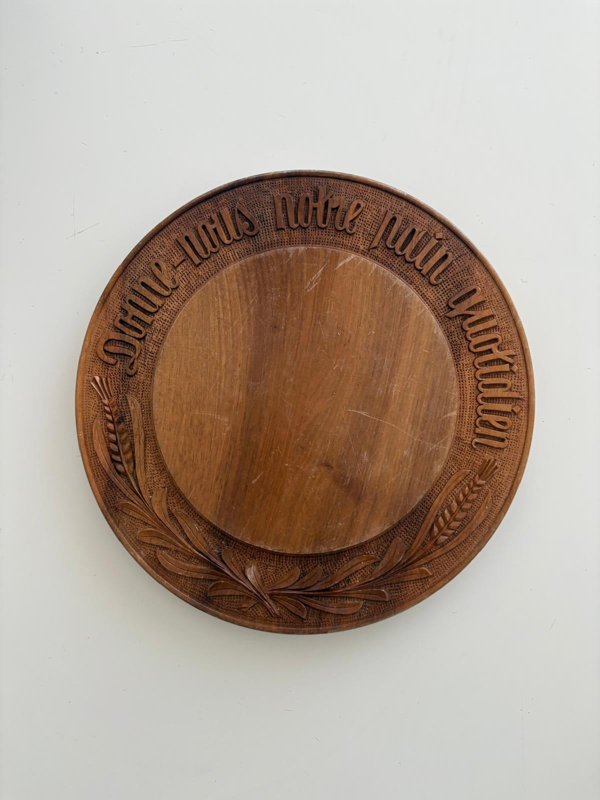 Vintage French Carved Wooden Bread Board Donne Nous Notre Pain Quotidien Wheat Motif