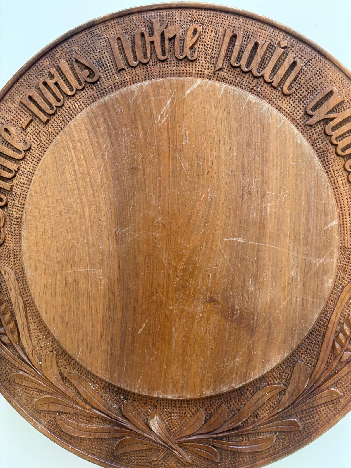 Vintage French Carved Wooden Bread Board Donne Nous Notre Pain Quotidien Wheat Motif