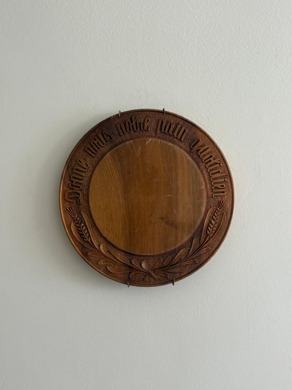 Vintage French Carved Wooden Bread Board Donne Nous Notre Pain Quotidien Wheat Motif