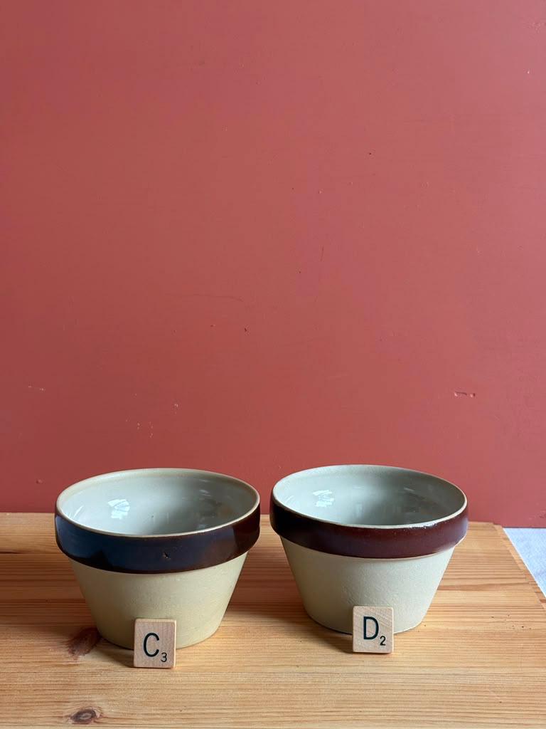 Pair of Vintage French Digoin Grès Pots Stoneware Bowls