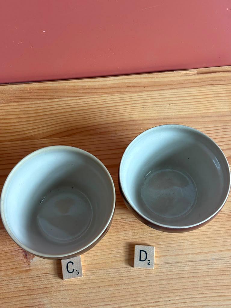Pair of Vintage French Digoin Grès Pots Stoneware Bowls