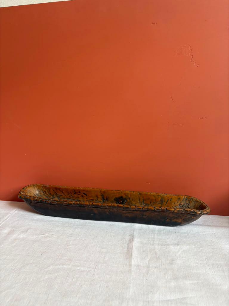 Vintage Hand Carved Wooden Baguette Tray - Collector & Curator