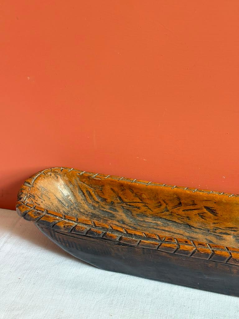 Vintage Hand Carved Wooden Baguette Tray - Collector & Curator
