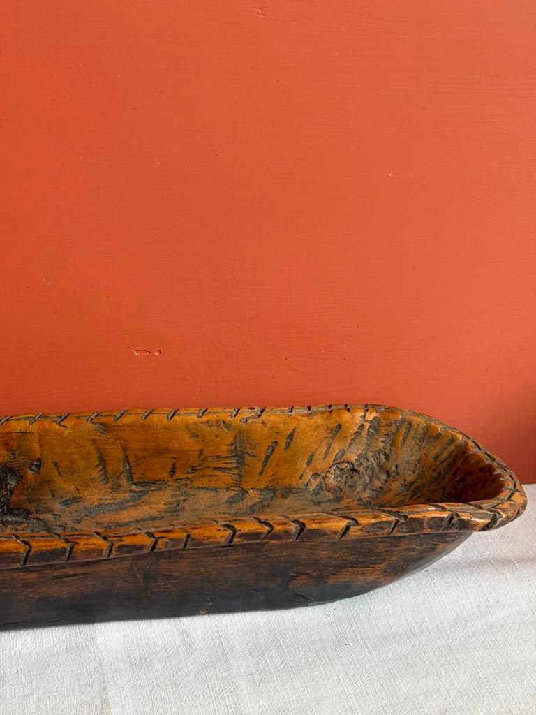 Vintage Hand Carved Wooden Baguette Tray - Collector & Curator