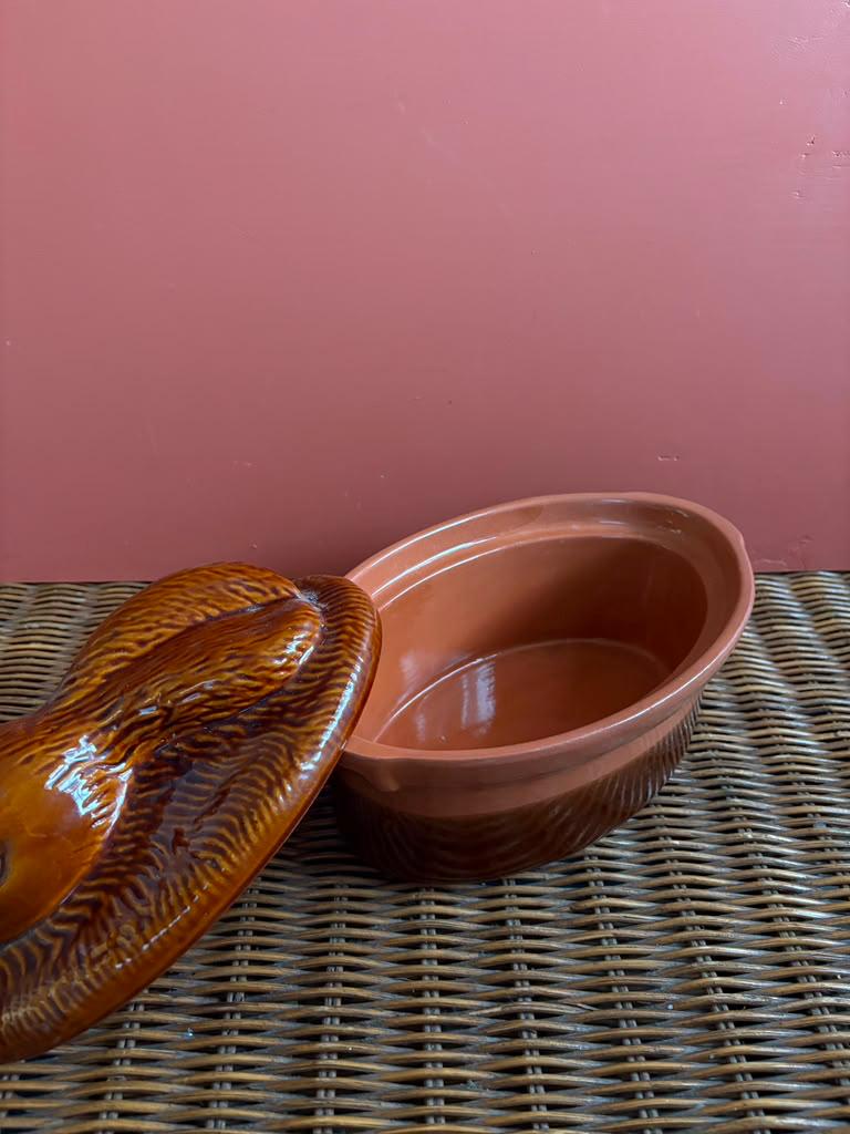 Vintage French Bourguignonne Rabbit Terrine Dish