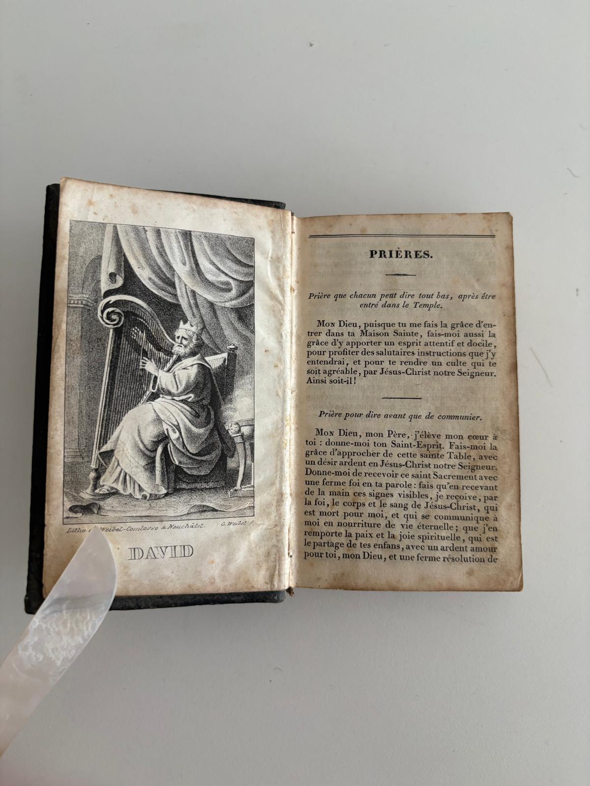 Antique French Protestant Psalms and Prayer Book with Hand-Painted 1841 Inscription - Collector & Curator