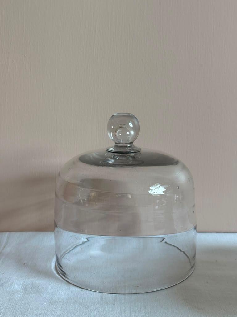 French Hand-Blown Glass Display Cloche with Knob