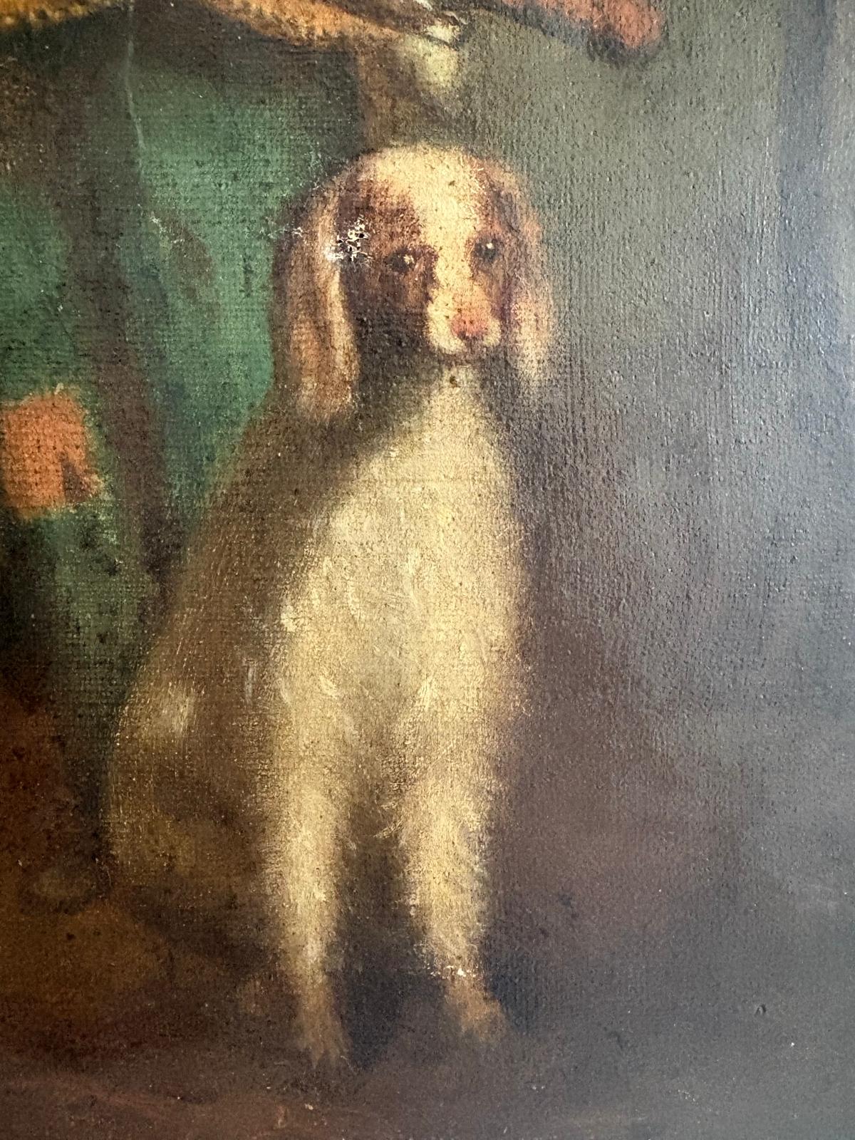 Antique 19th Century Oil Painting Savoyard  Boy with Hurdy Gurdy and Dog - Collector & Curator