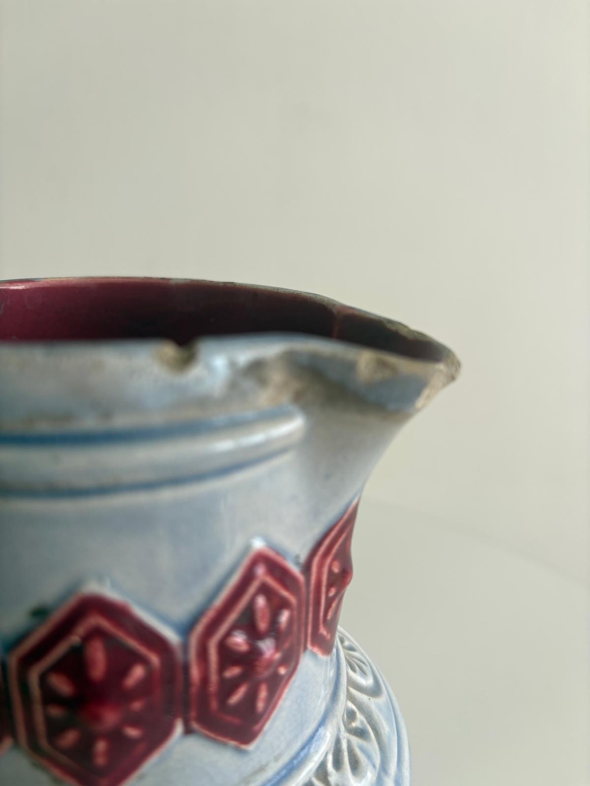 Antique French Gustave De Bruyn Fives Lille Majolica Pitcher Circa 1900 - Collector & Curator