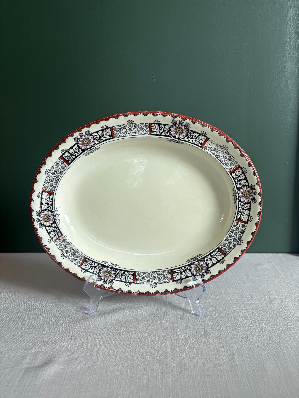 Antique Wedgwood A2031 Aesthetic Movement Floral Serving Platter, Circa 1880