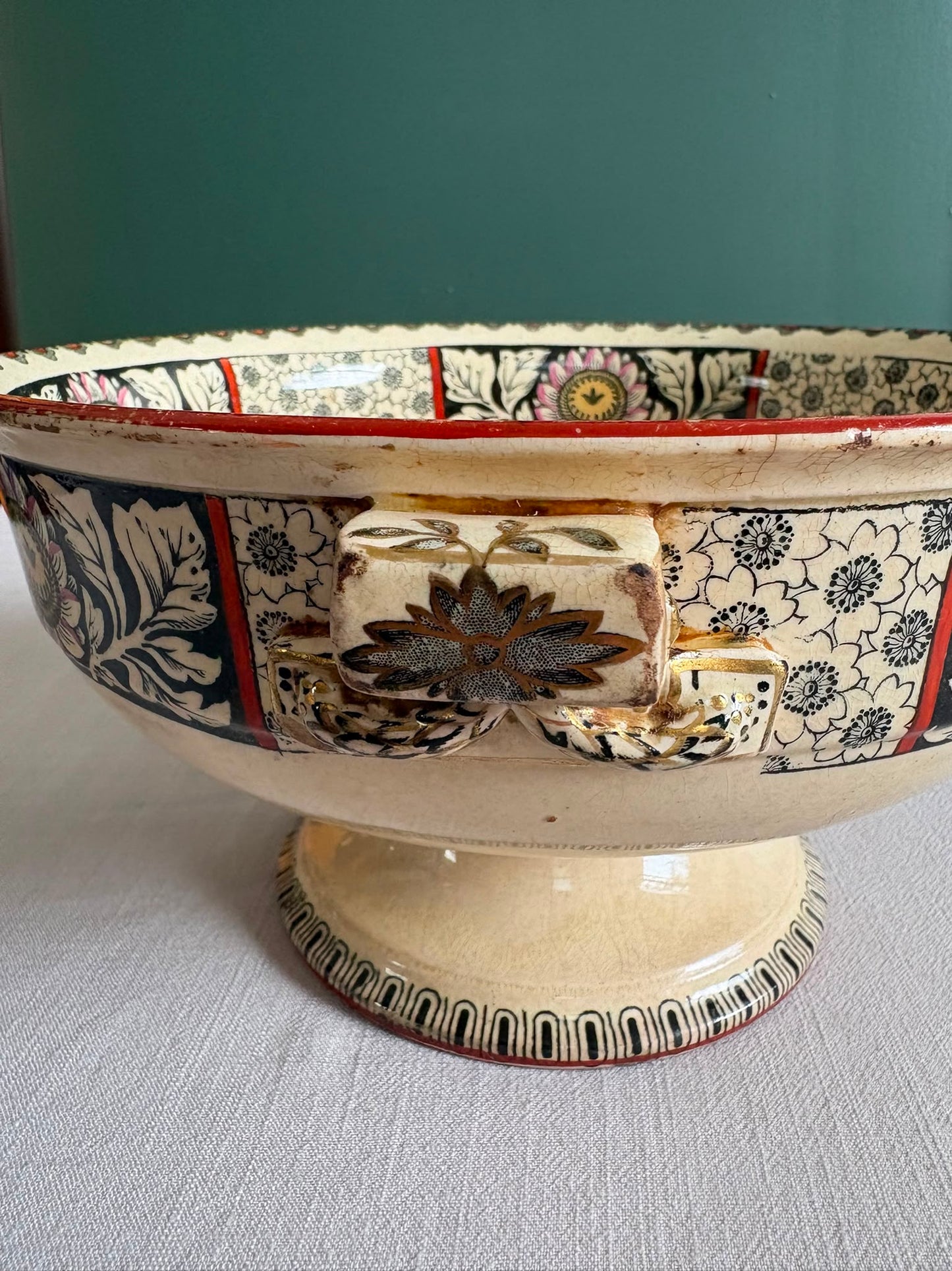 Antique Wedgwood A2031 Aesthetic Movement Footed Centerpiece Bowl, Circa 1880