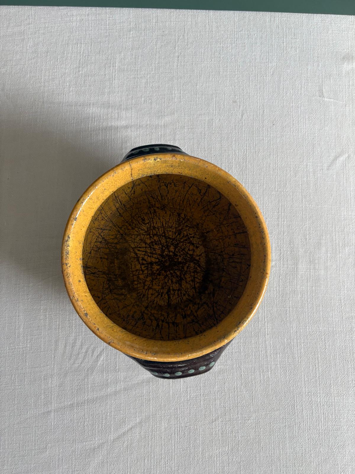 Antique French Savoyard Folk Pottery Crock, Late 19th/Early 20th Century