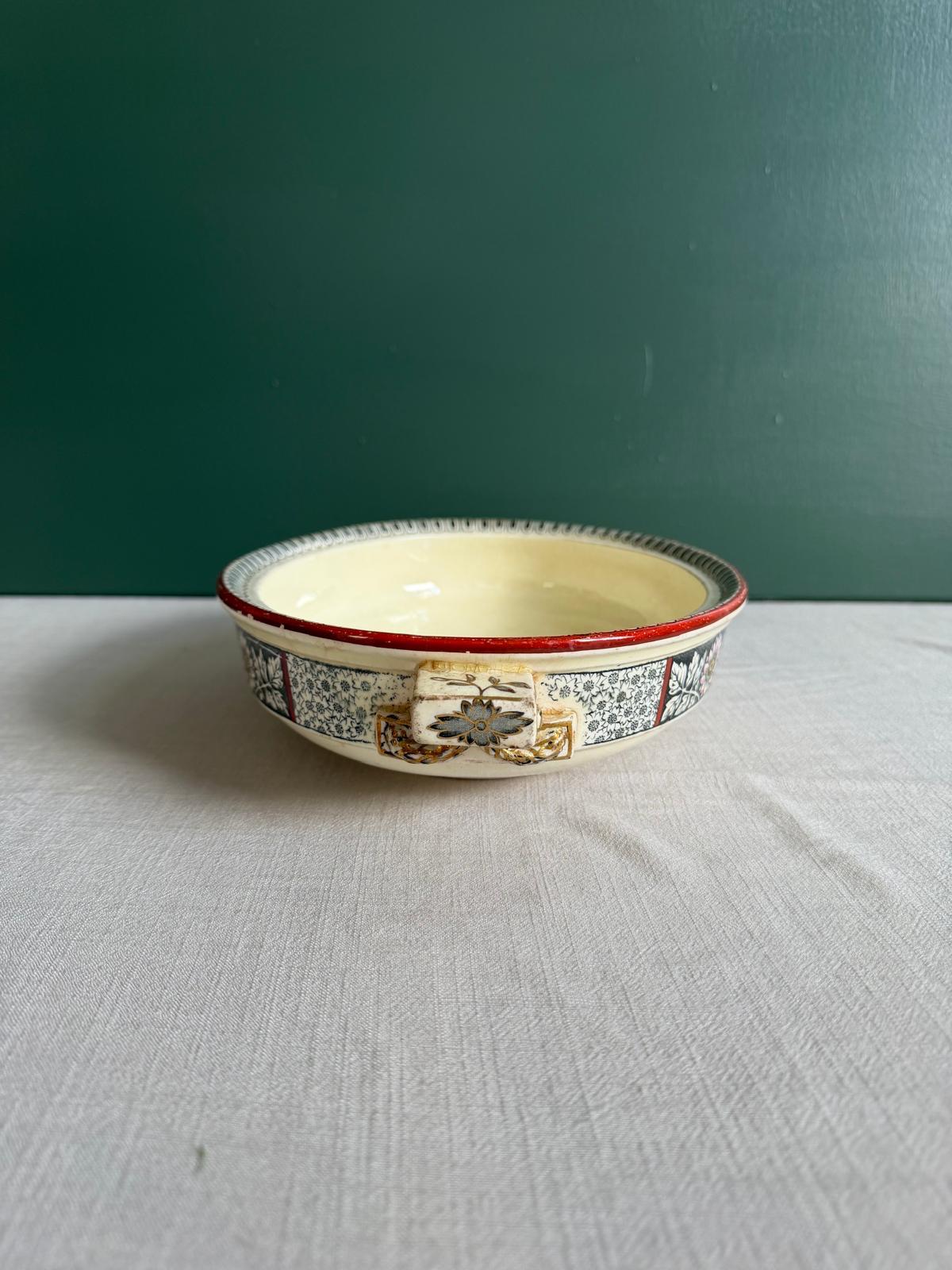 Antique Wedgwood A2031 Oval Serving Dish, Aesthetic Movement Floral Transferware c.1880