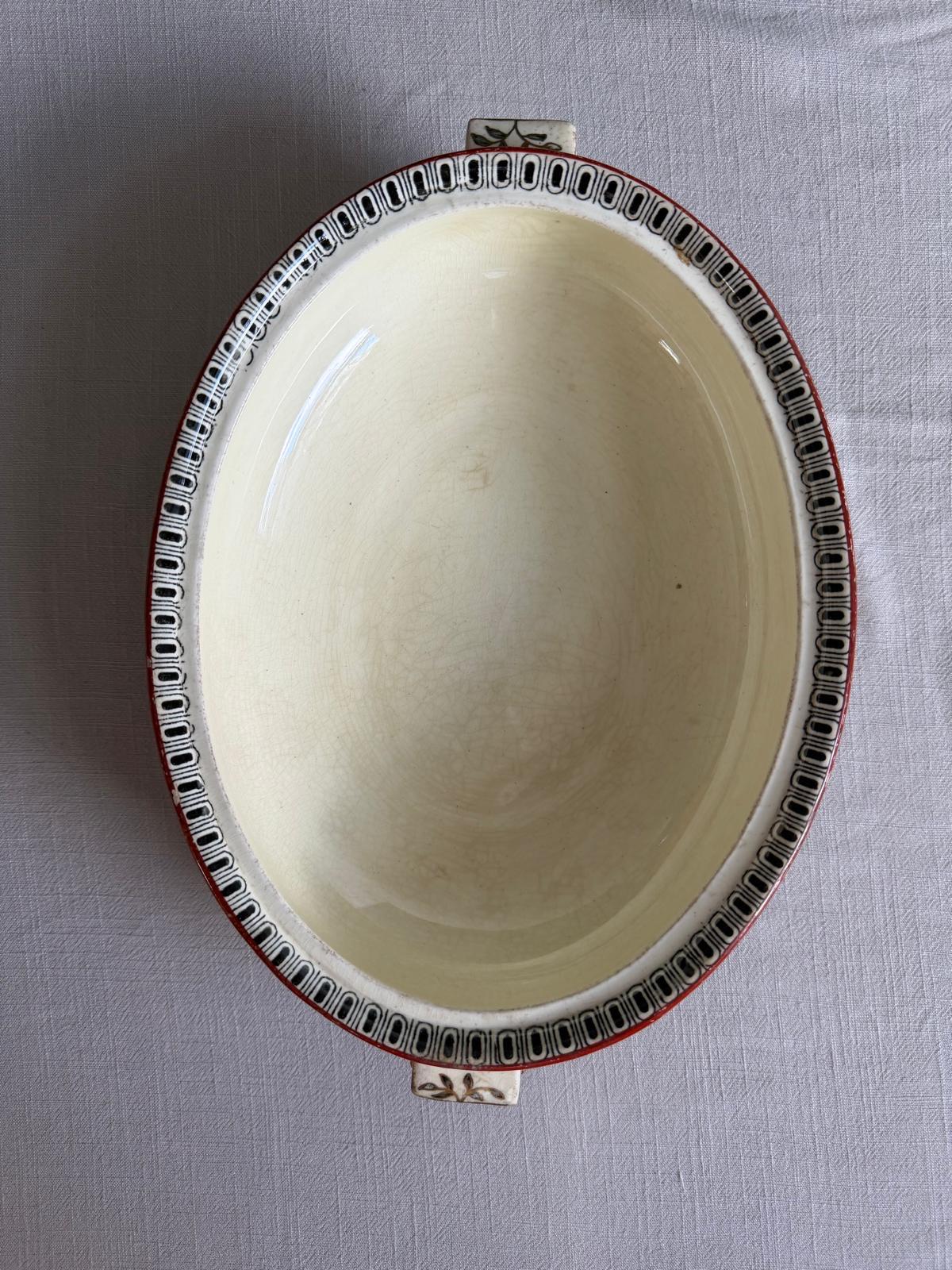 Antique Wedgwood A2031 Oval Serving Dish, Aesthetic Movement Floral Transferware c.1880