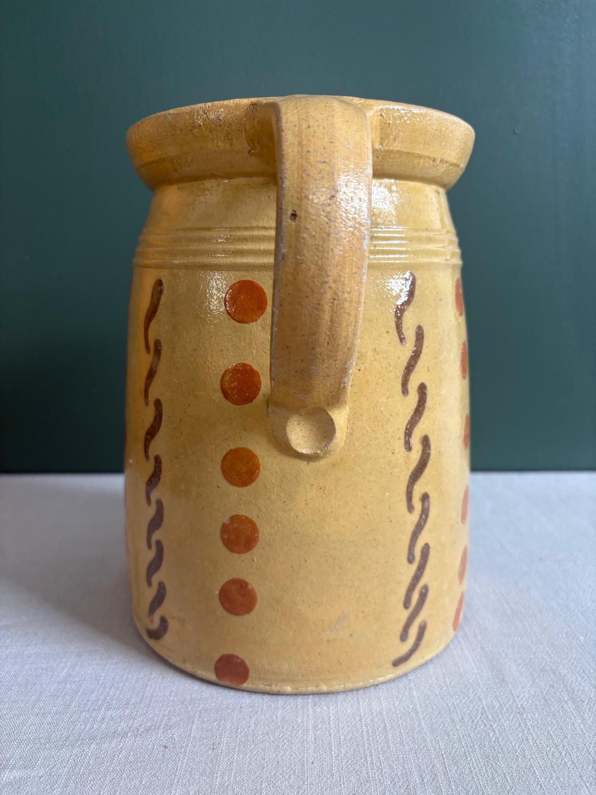 Antique French Savoyard Jaspé Pottery Pitcher