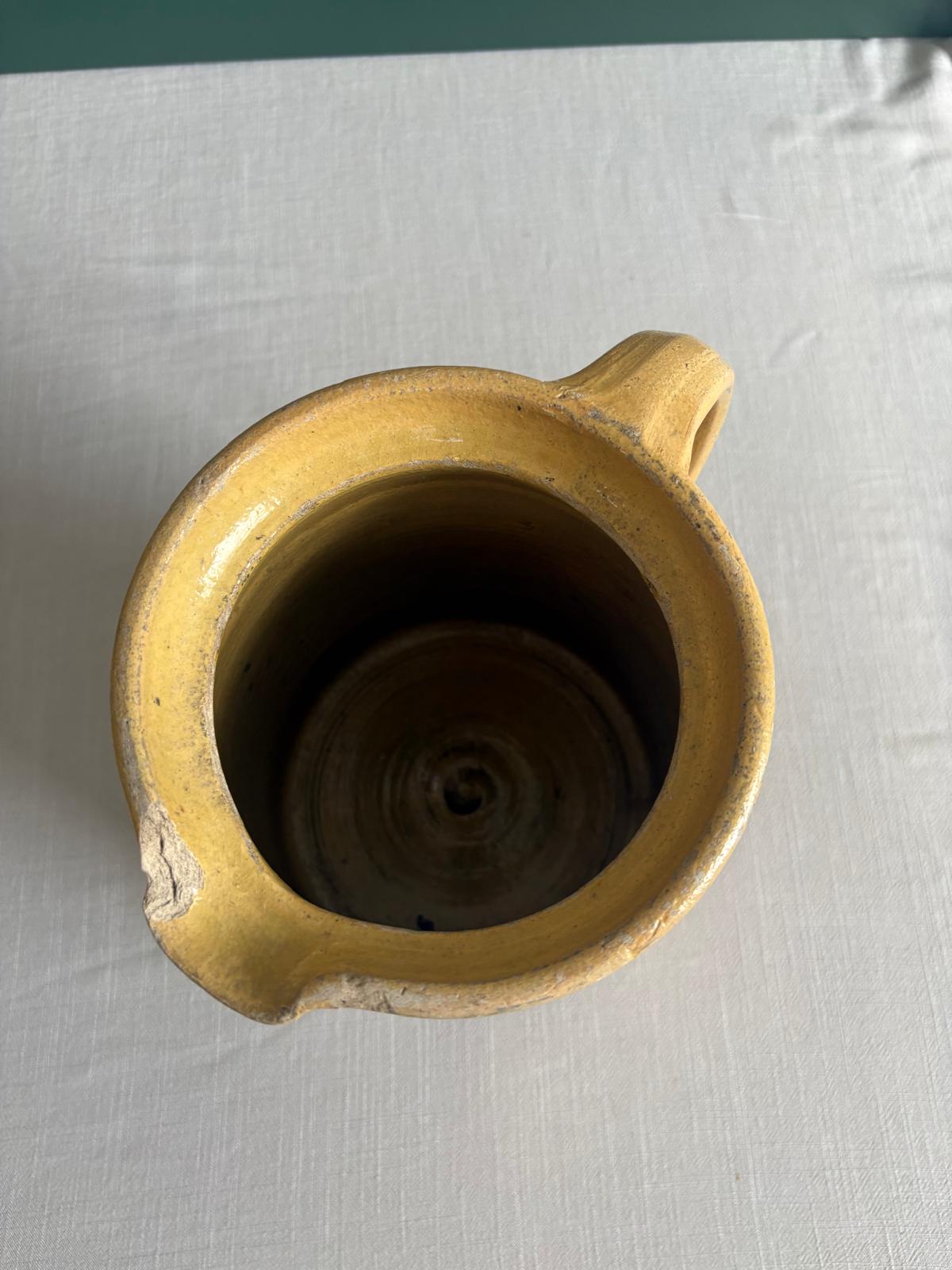 Antique French Savoyard Jaspé Pottery Pitcher