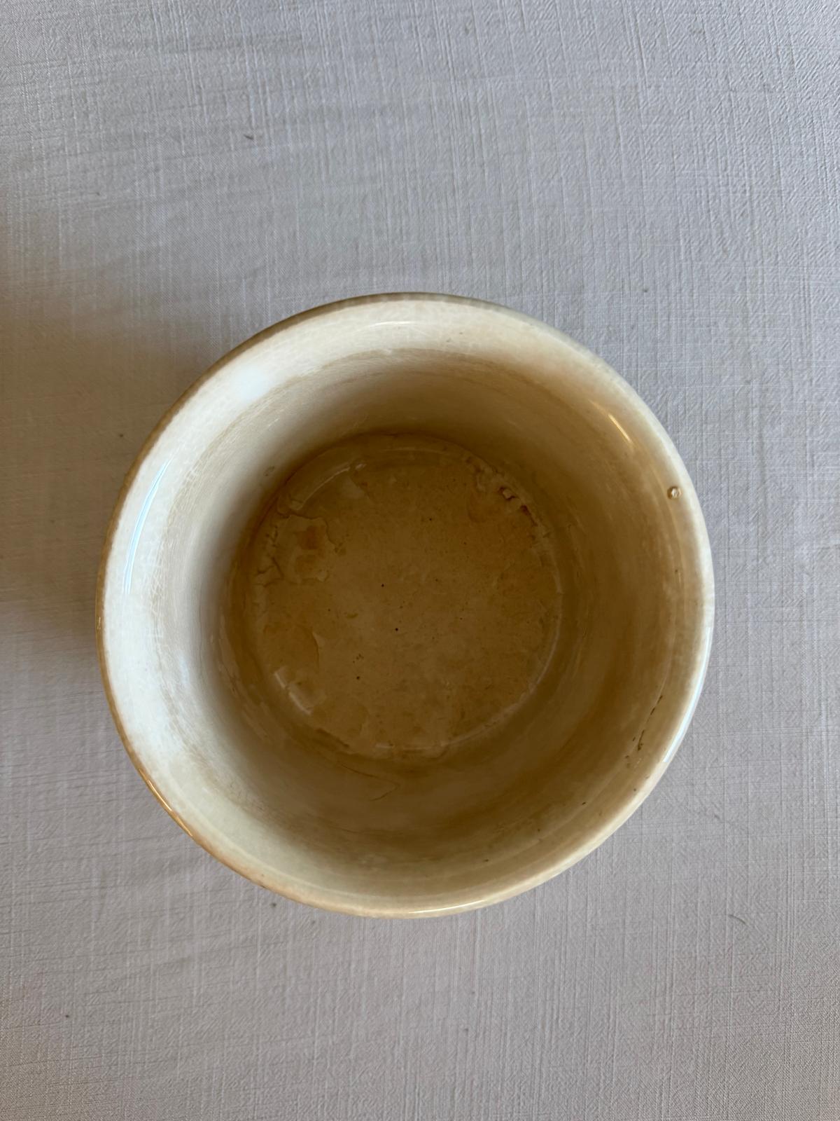 Antique French Sarreguemines “Sel” Salt Crock, c.1890 Cream Faience Pot