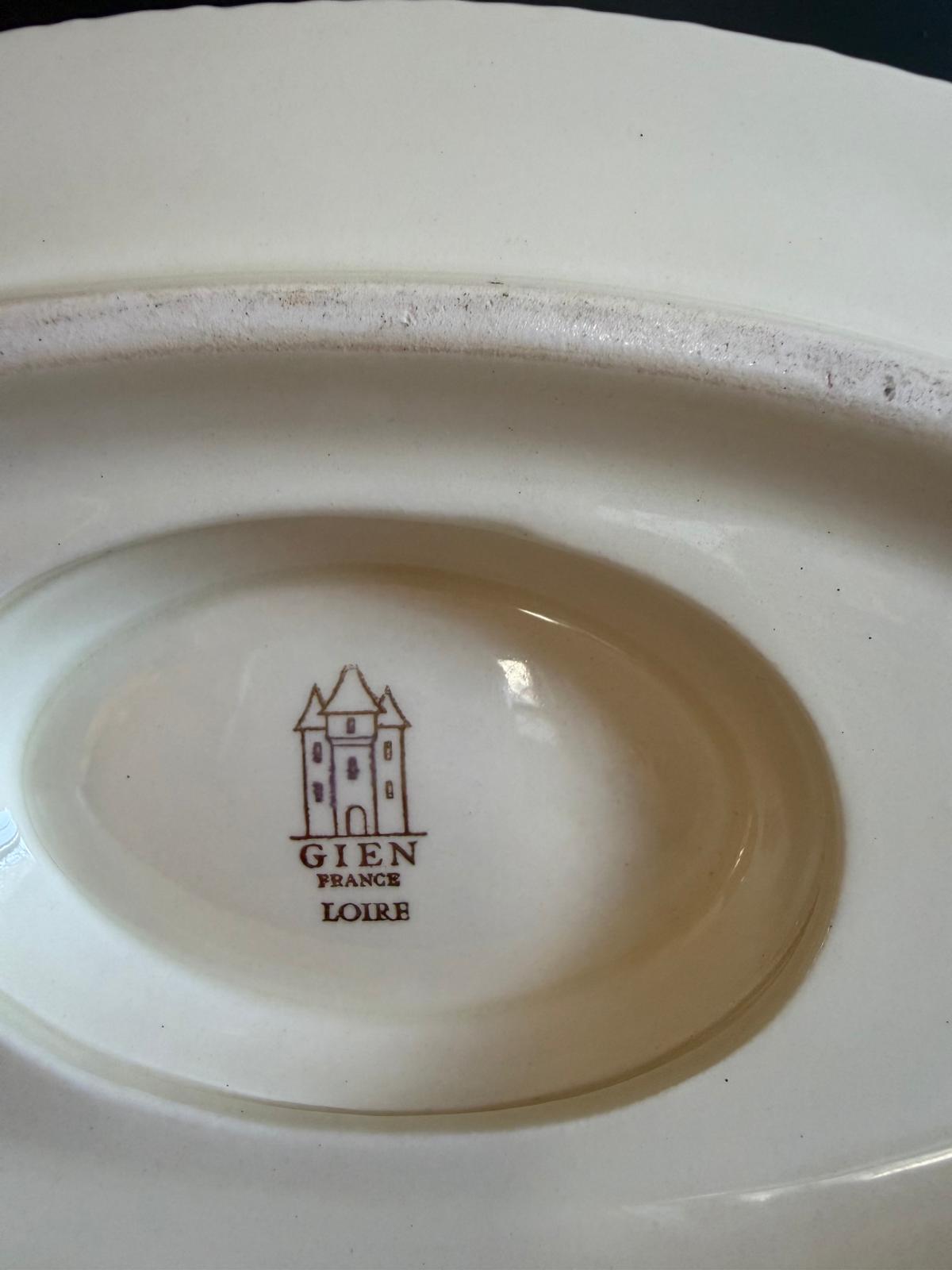 Vintage French Gien Fish Gravy Boat & Underplate