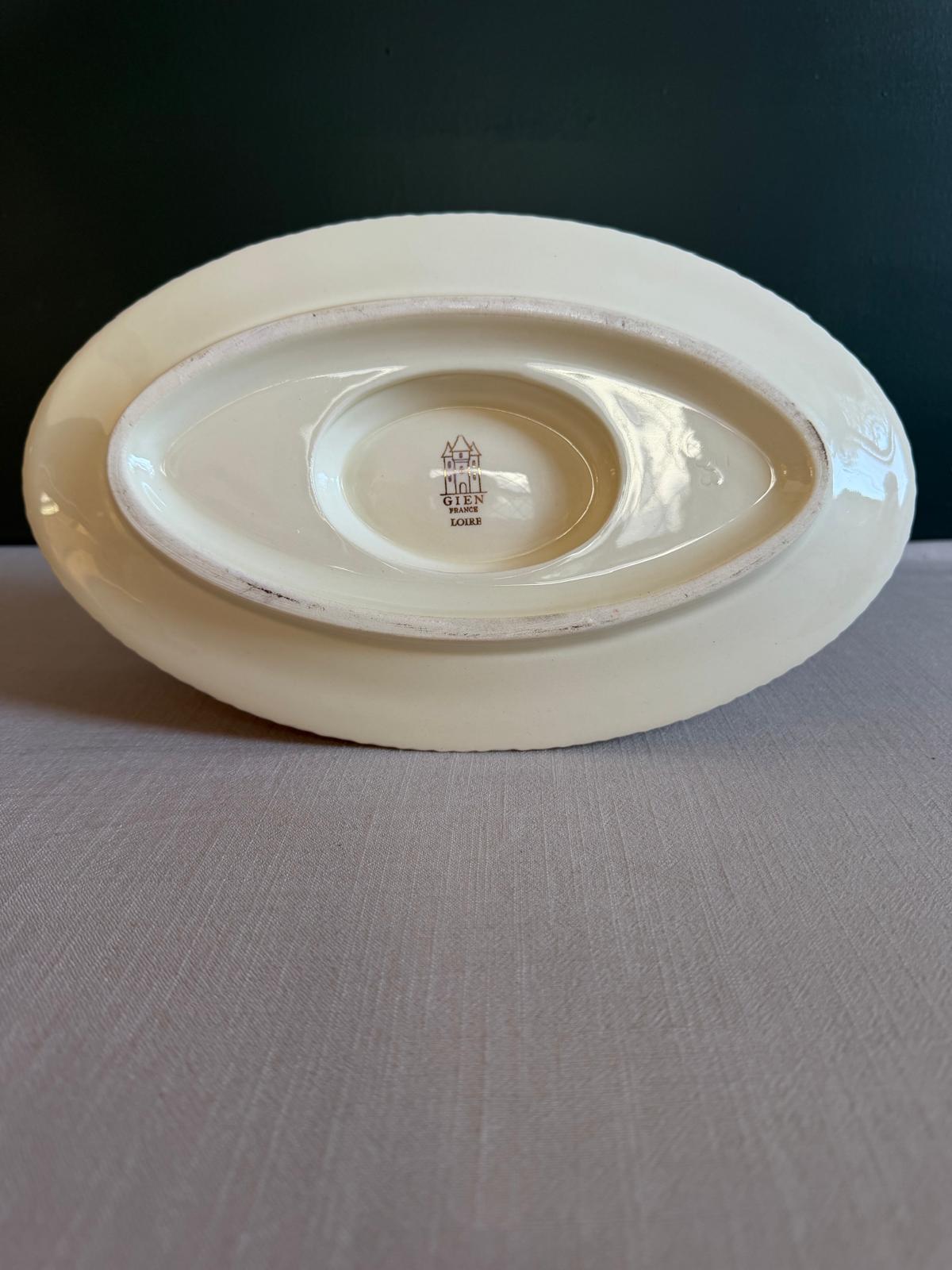 Vintage French Gien Fish Gravy Boat & Underplate
