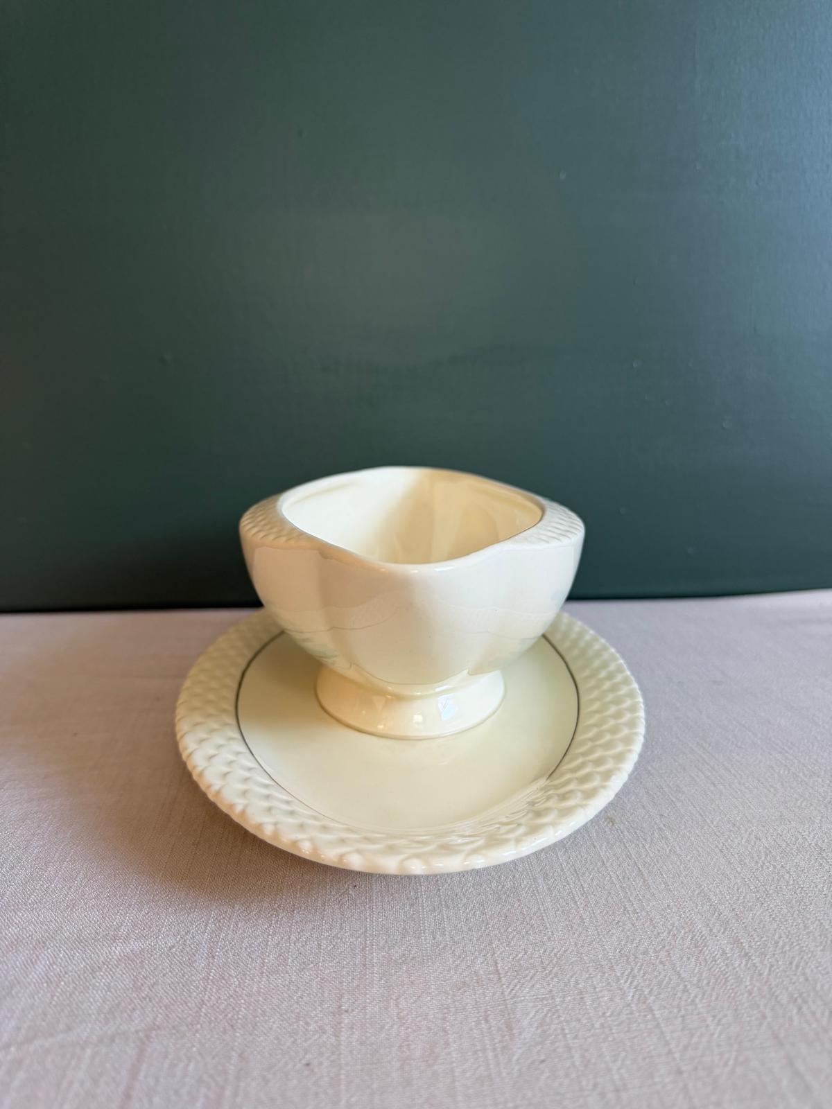 Vintage French Gien Fish Gravy Boat & Underplate