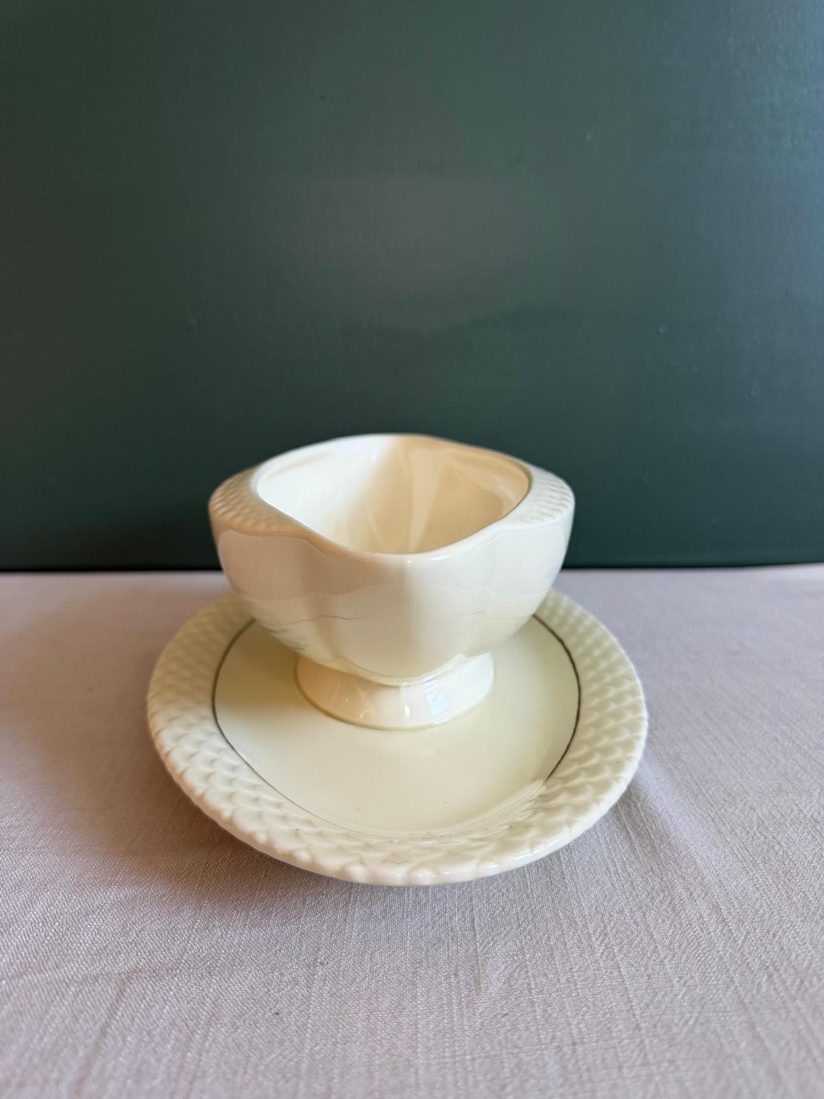 Vintage French Gien Fish Gravy Boat & Underplate