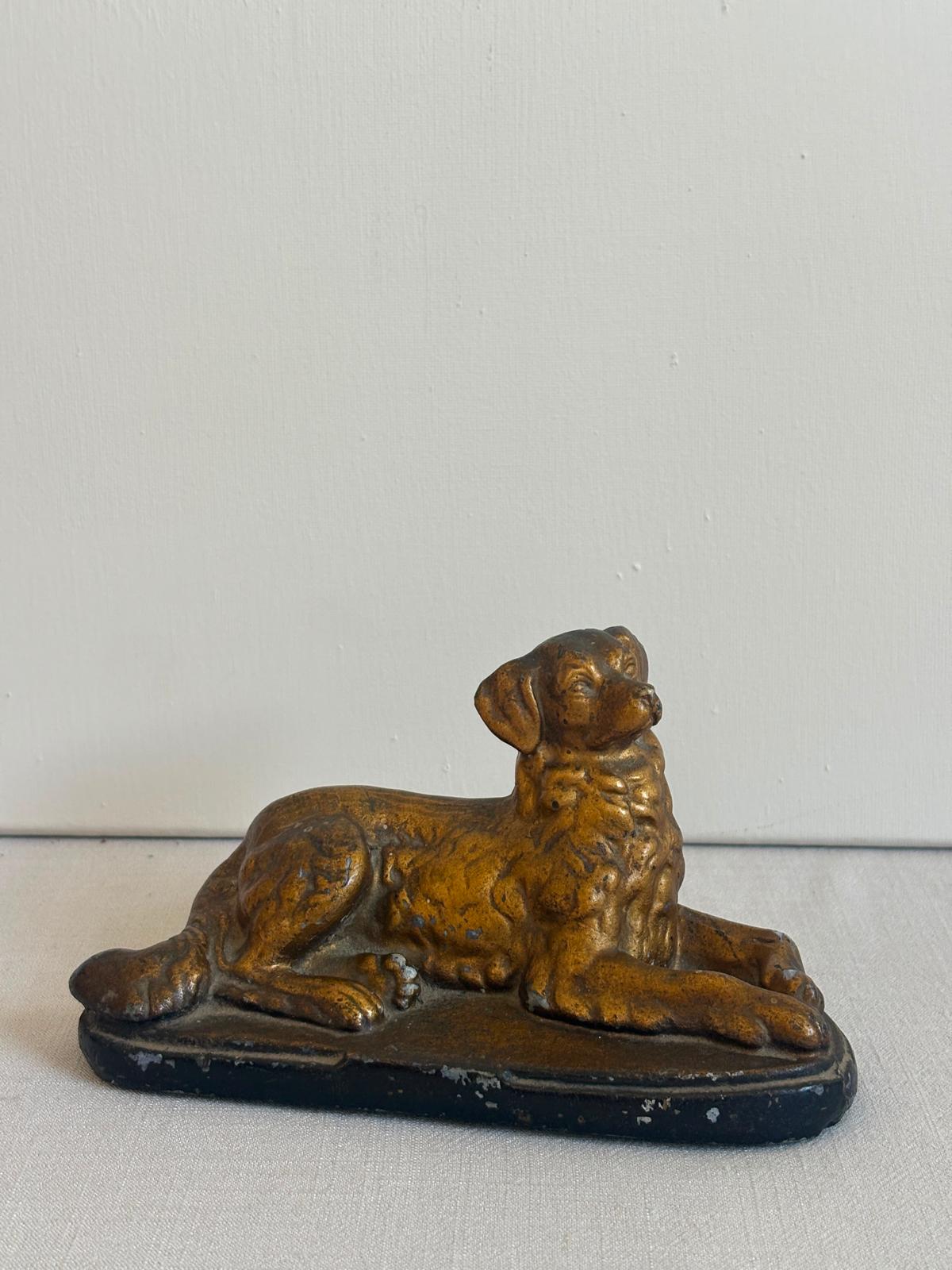 Vintage 1930s French Cast Plaster Dog