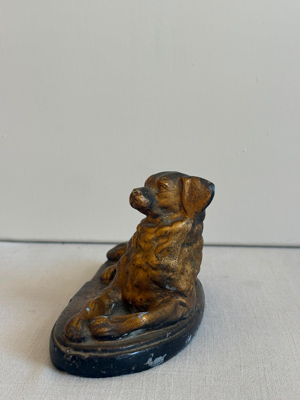 Vintage 1930s French Cast Plaster Dog
