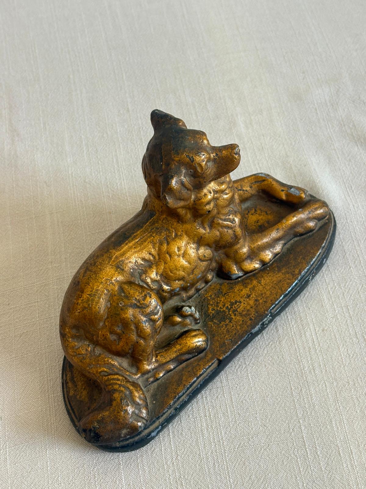 Vintage 1930s French Cast Plaster Dog