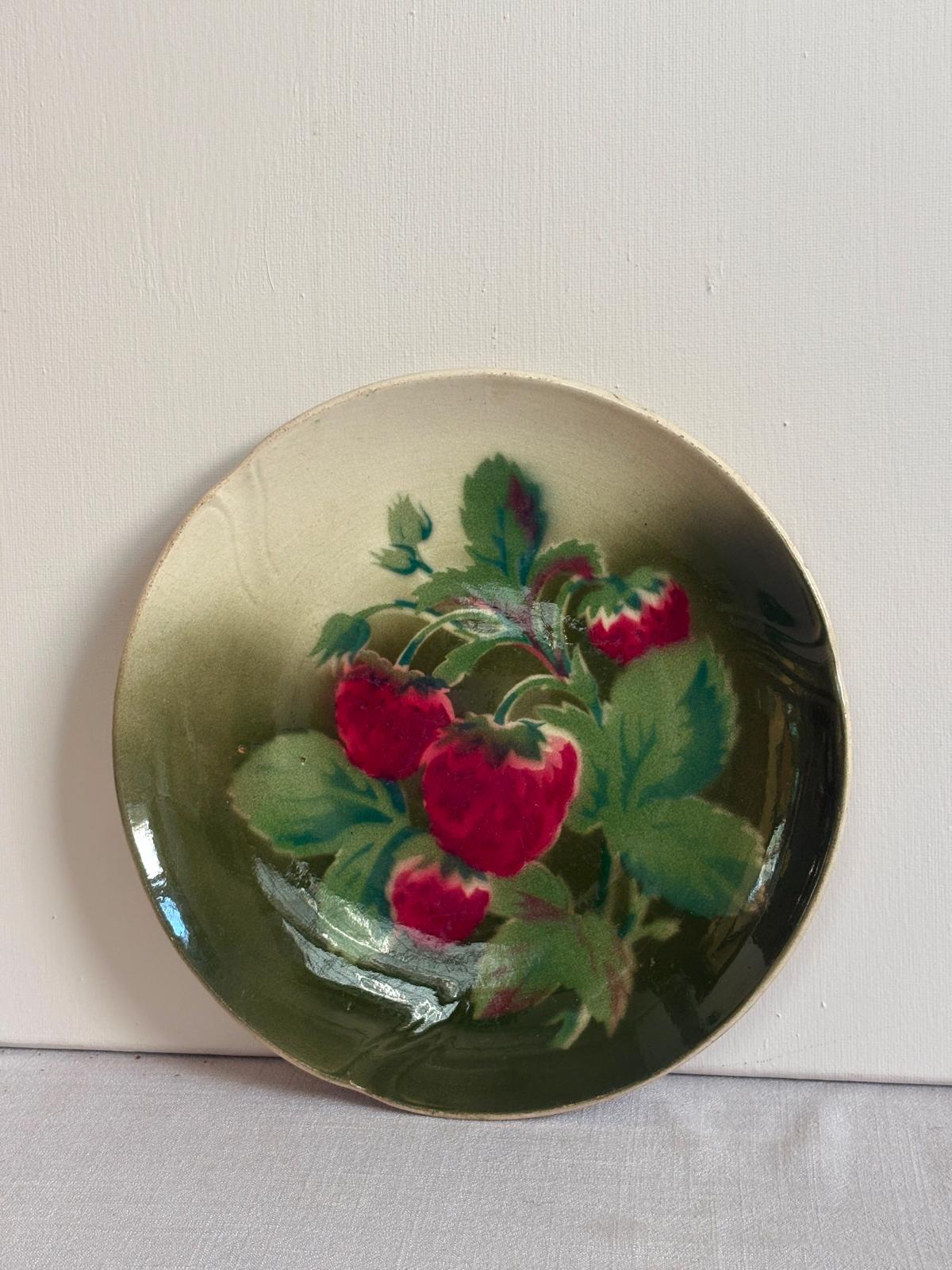 Antique French Gien Strawberry Plate No. 126