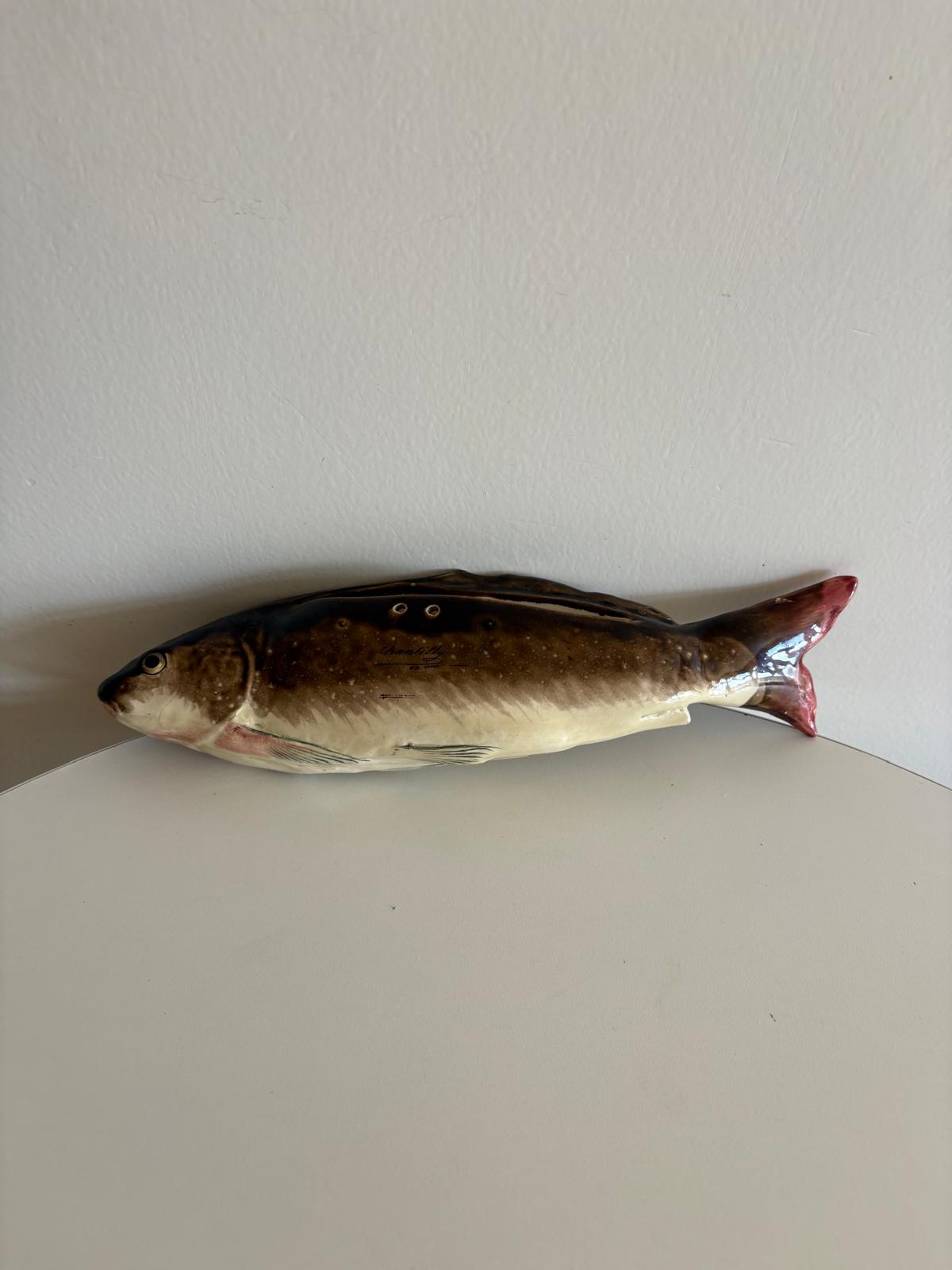 George Dreyfus “Carpe de Fontainebleau” Majolica Fish Wall Pocket