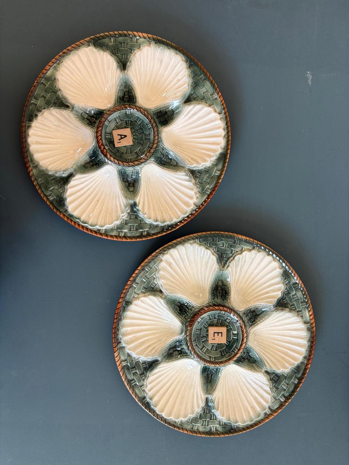 French Longchamp Oyster Plate "A" and "E"