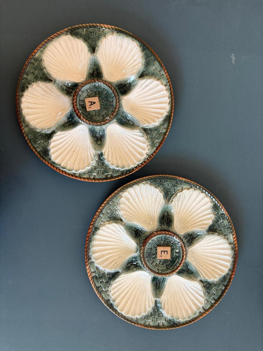 French Longchamp Oyster Plate "A" and "E"