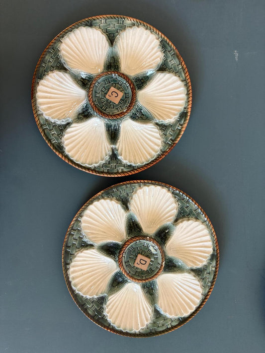 French Longchamp Oyster Plates "C" and "D"