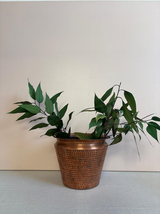 Vintage French Hammered  Copper Cachepot 6½" H