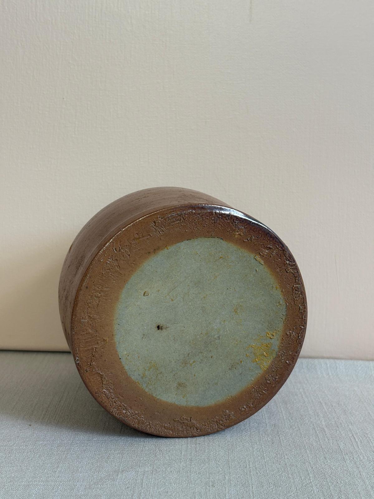 Vintage French Brown Glazed Stoneware 1/2 Liter Preserve Jar