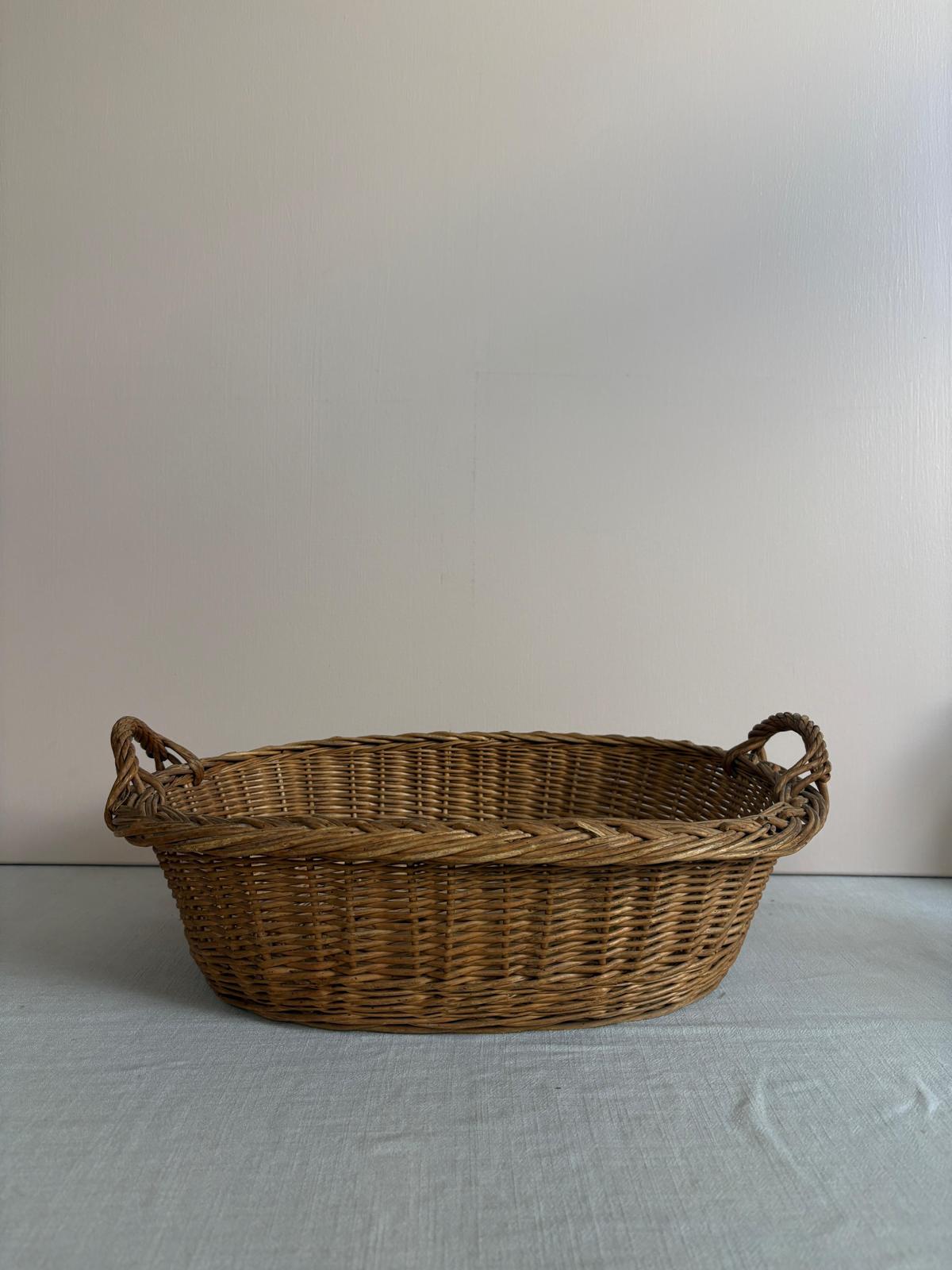 Vintage French Wicker Market Basket