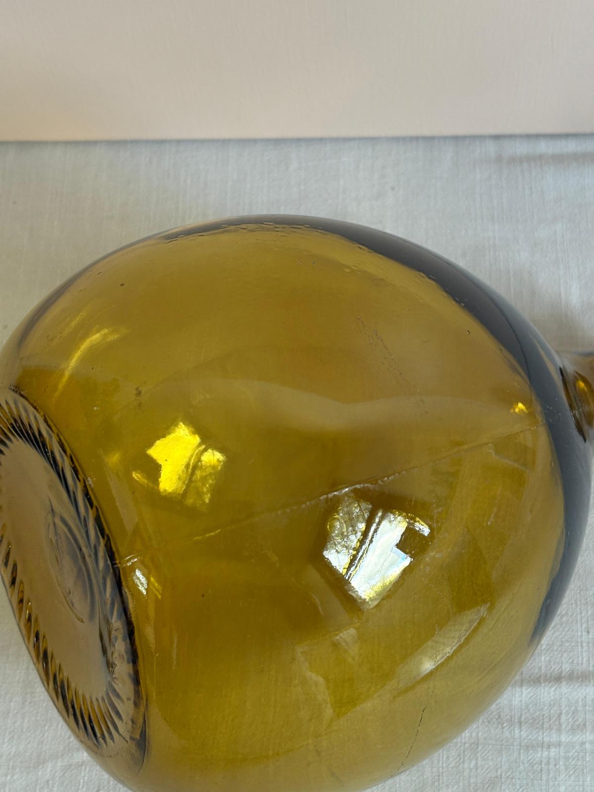 Vintage French Amber Glass Demijohn Bottle