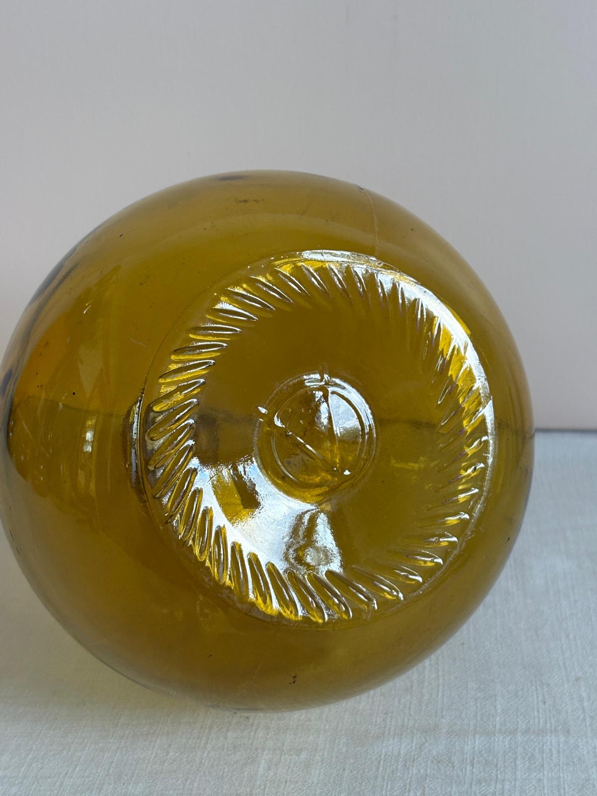 Vintage French Amber Glass Demijohn Bottle