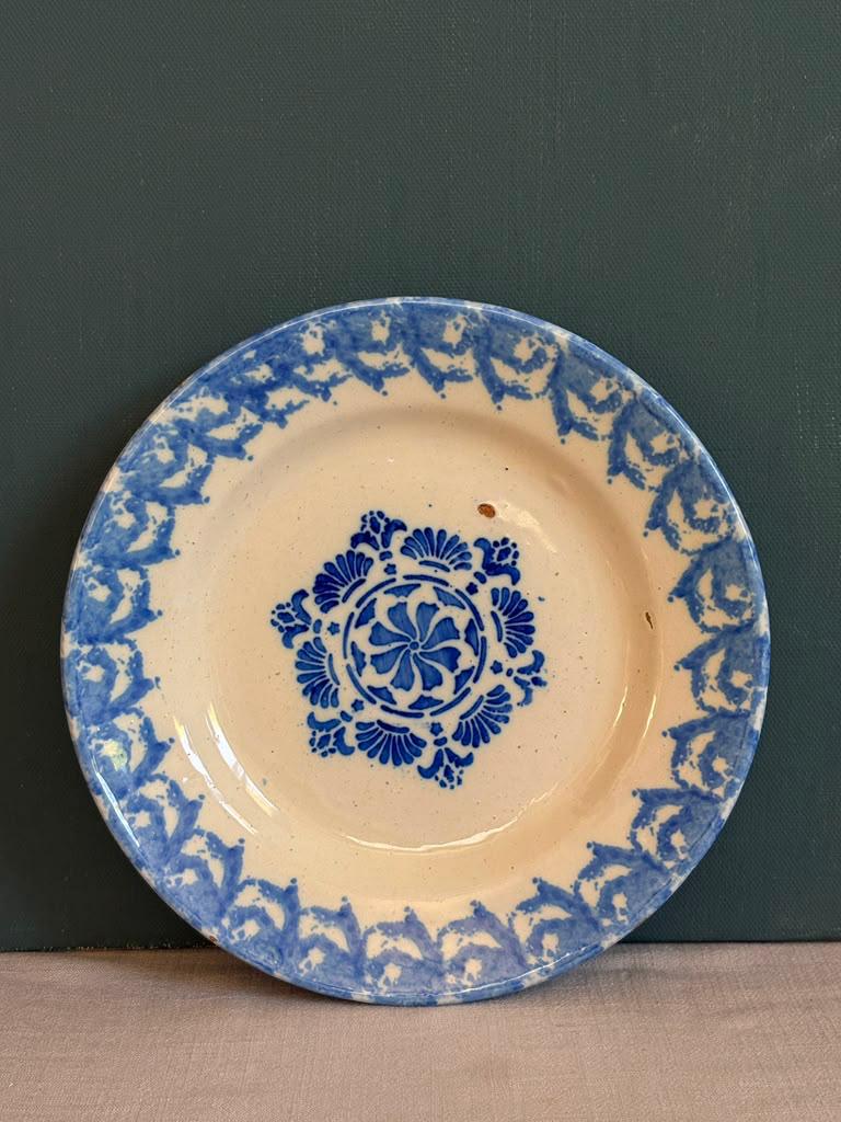 Antique French Blue &  White Faience Plate