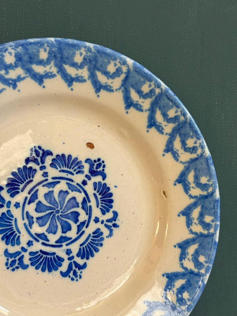 Antique French Blue &  White Faience Plate
