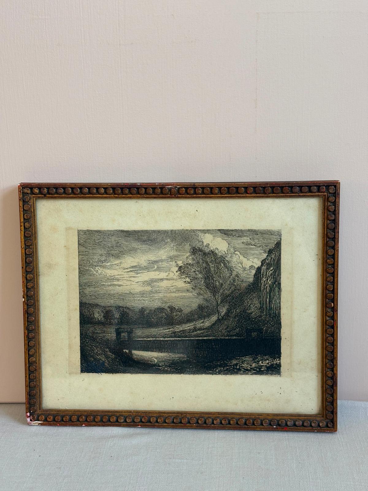 Antique French Landscape Etching