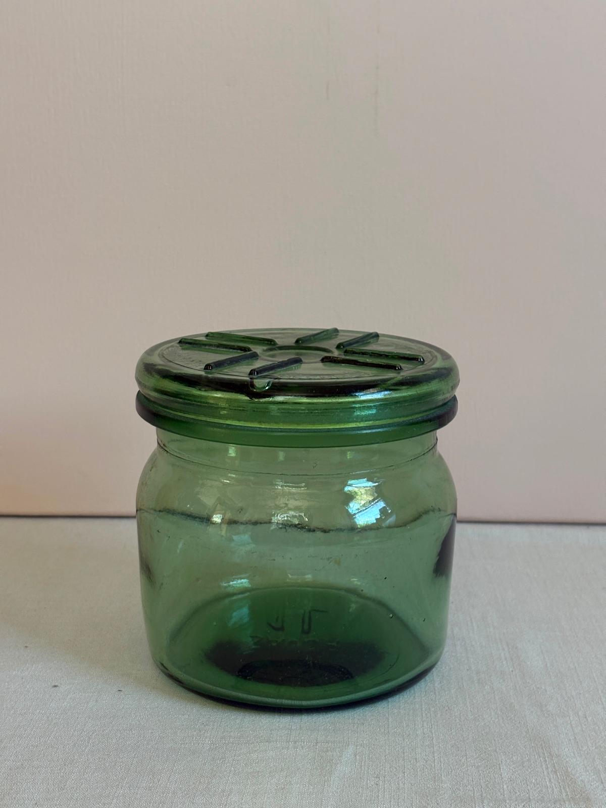 Vintage French SAVOR 1L Green Glass Preserving Jar with Original Lid